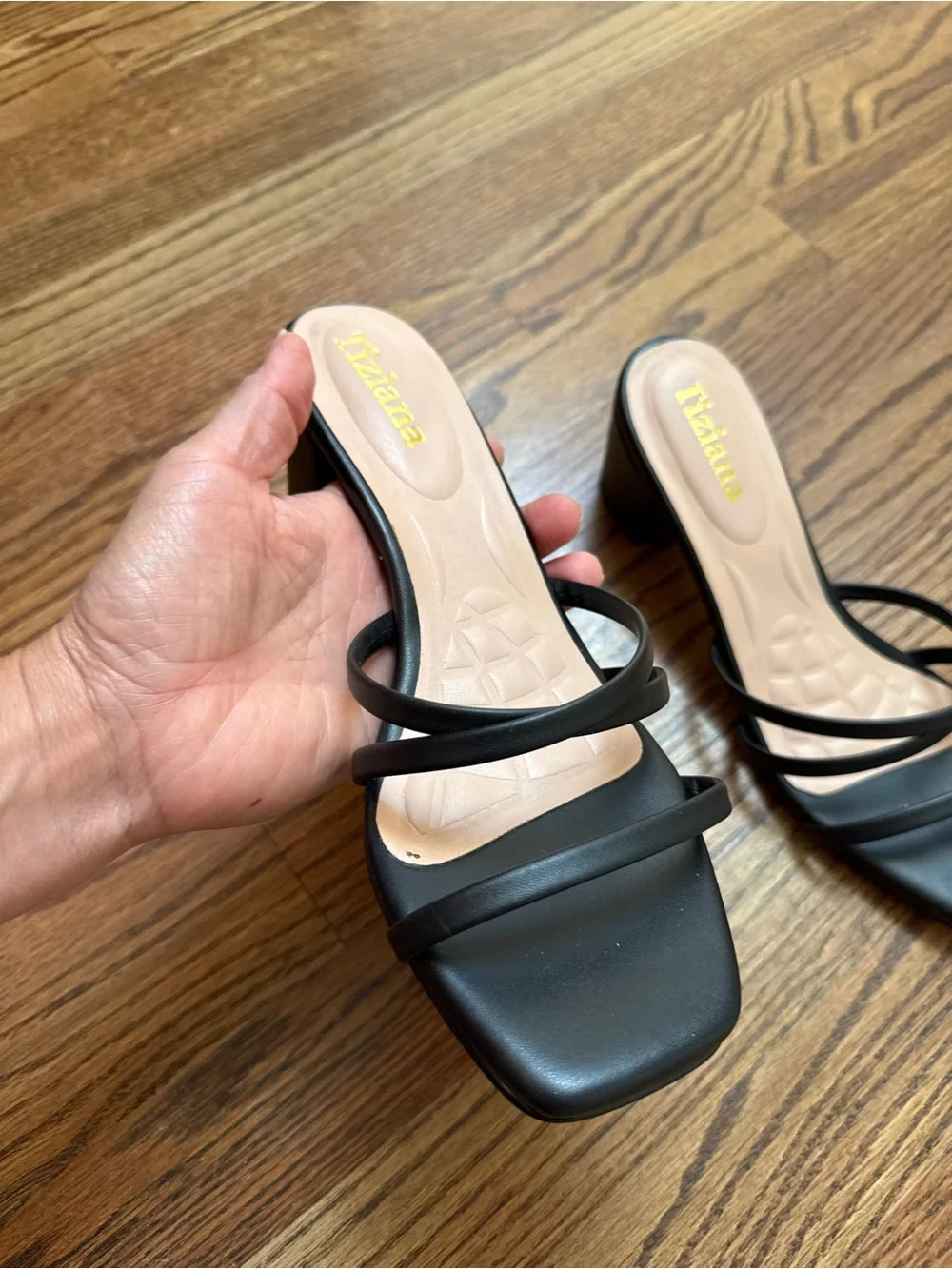 Black Strappy Slide Heels